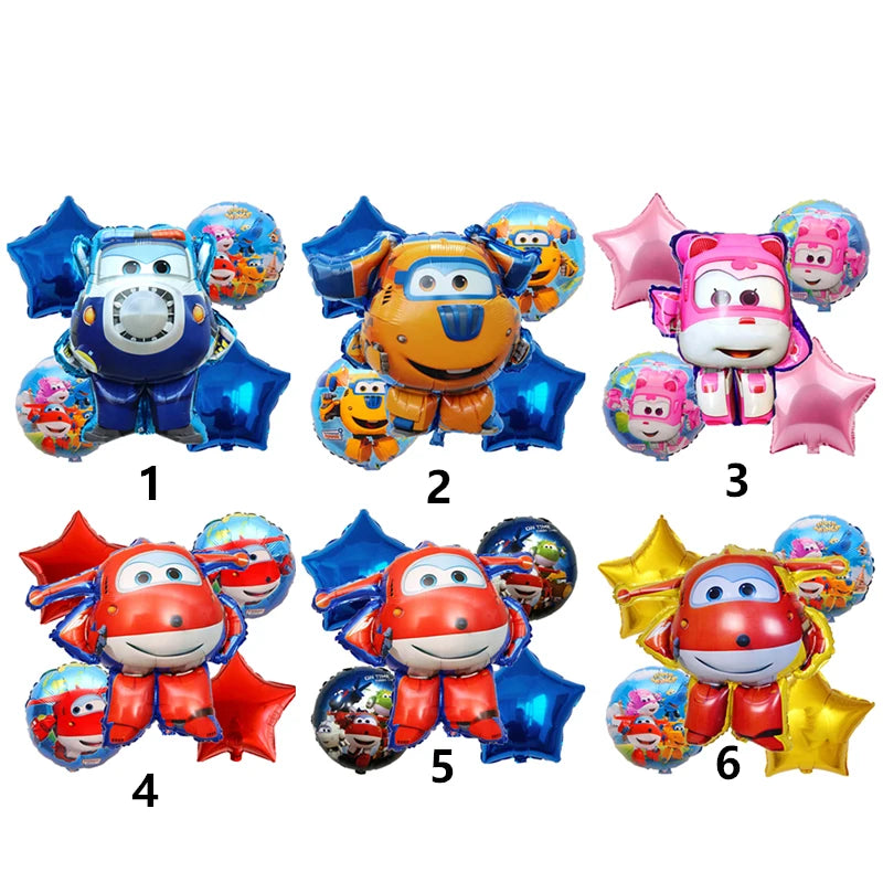 6Pcs/Lot Super Wings Cartoon Balloons Jett Balloons Super Wings Toys Birthday Party 32 Inch Number Decorations Kids Toy Balloons