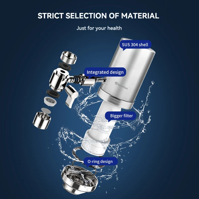 Wheelton Stainless Steel Kitchen Tap Filter Water Purifier Faucet Composite Activated Carbon Household Drinking Filtration Home