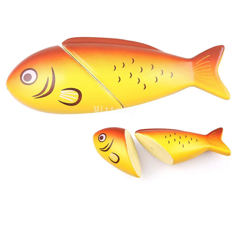 New Montessori Simulation Animal Magnetic Play House Fish Shrimp Crab Shell Seasoning Sashimi Baking Toy Wooden Educational Toys