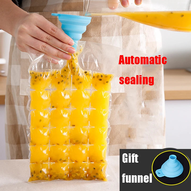 10pcs Disposable Ice-making Bags Self-sealing Ice Cube Tray Mold Home Kitchen Gadgets Summer Faster Freezing DIY Drinking Tool
