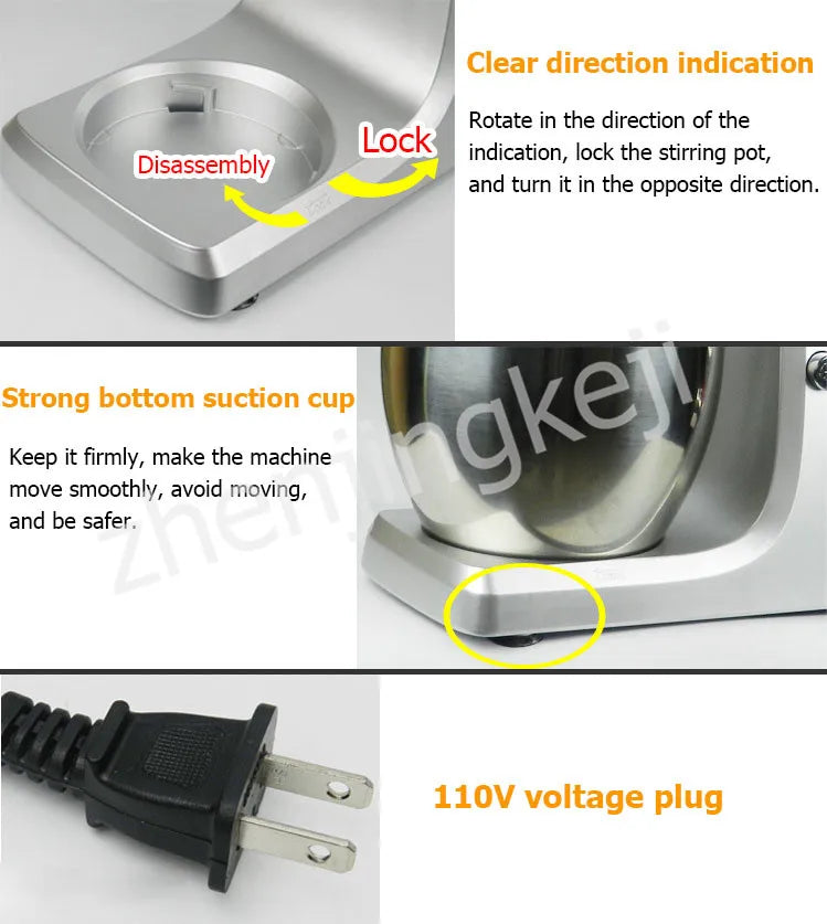 Egg Stirring Kneading Mixer 1200W Home 110V Voltage 6.5L Commercial Chef flour Mixer Food Mixer Stir Tools
