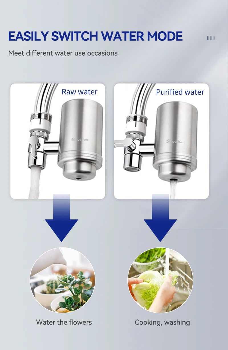 Wheelton Stainless Steel Kitchen Tap Filter Water Purifier Faucet Composite Activated Carbon Household Drinking Filtration Home