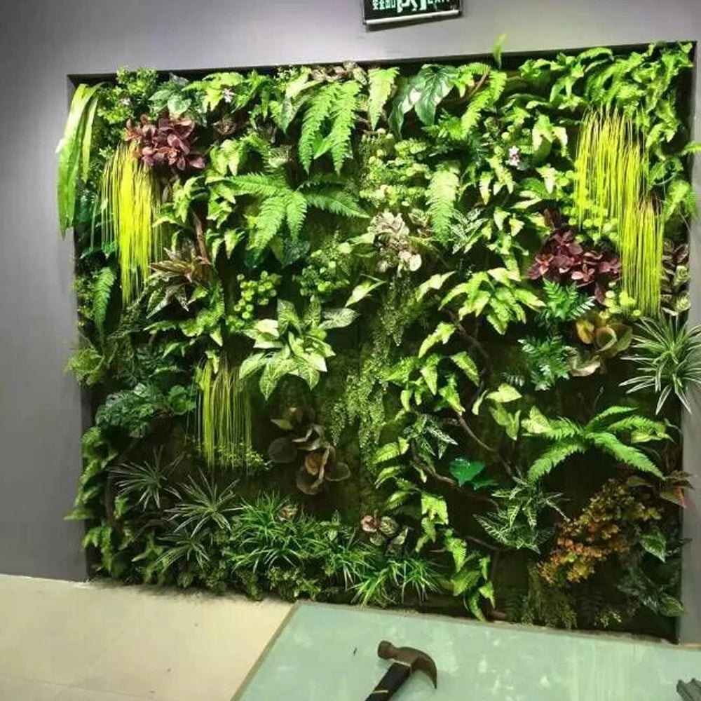 Artificial Plastic Grass Leaves Simulation Fake Plants Wall Hanging Home Decor Plastic Grass Artificial Plants Wall Decorations