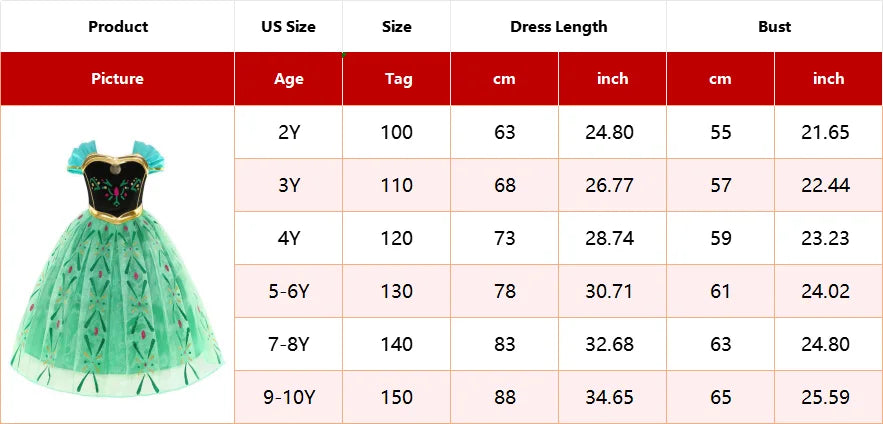 Disney Frozen Anna Elsa Cosplay Costumes for Girls Princess Snow Queen Long Dresses Halloween Party Carnival Clothes Vestido