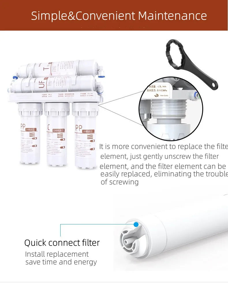 Water Filter Purifier Household Direct Drinking Kitchen Tap Water Filter System 3+2 Ultrafiltration Water Purification Kit