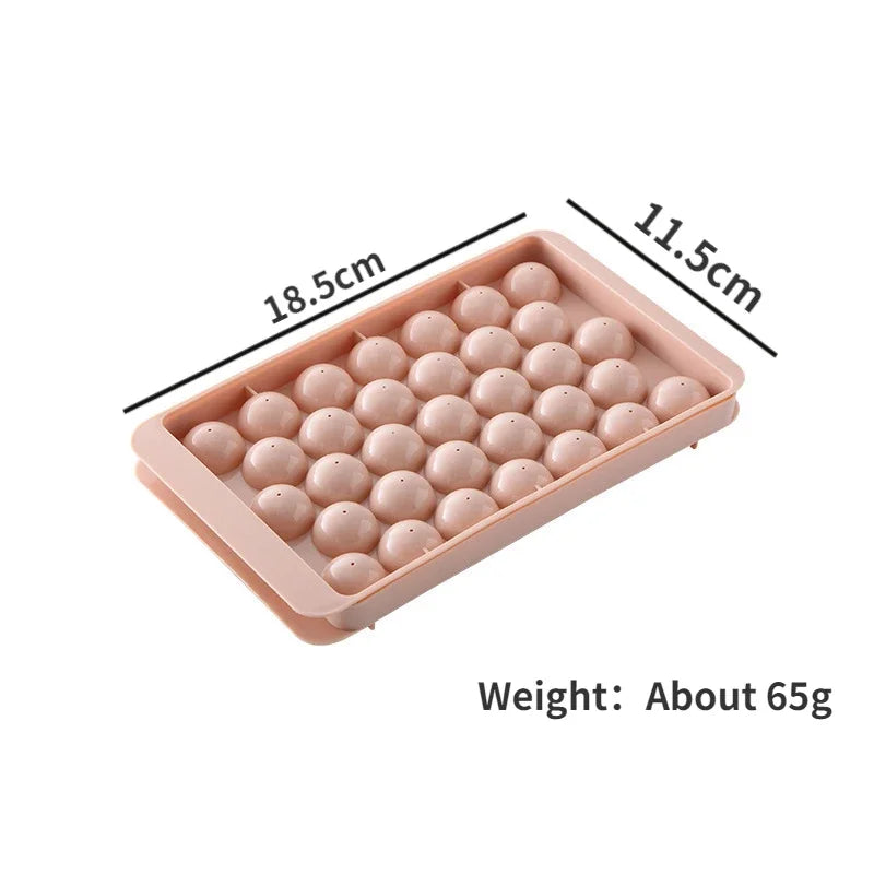 Round Ice Cube Tray with Lid&Bin Ice Maker Popsicle Mold for Freezer with Container Chilling Cube Making Cocktail Whiskey Coffee