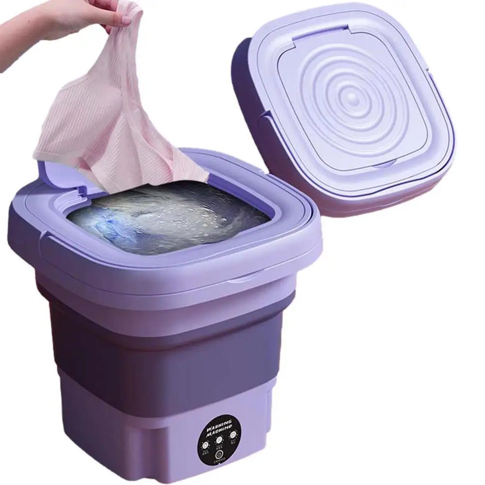 8L Household Small Folding Washing Machine Student Dormitory Underwear Sock Mini Washing Machine Portable Washing Bucket EU PLUG