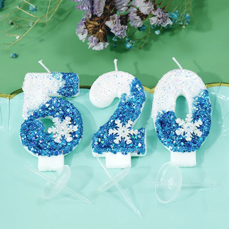 1pc Frozen Birthday Candles Number 0-9 Glittery Cake Candle Kids Princess Girls Birth Decoration Cake Topper Party Supply