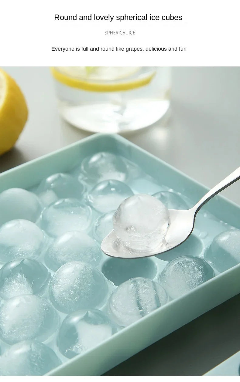 Round Ice Cube Tray with Lid&Bin Ice Maker Popsicle Mold for Freezer with Container Chilling Cube Making Cocktail Whiskey Coffee