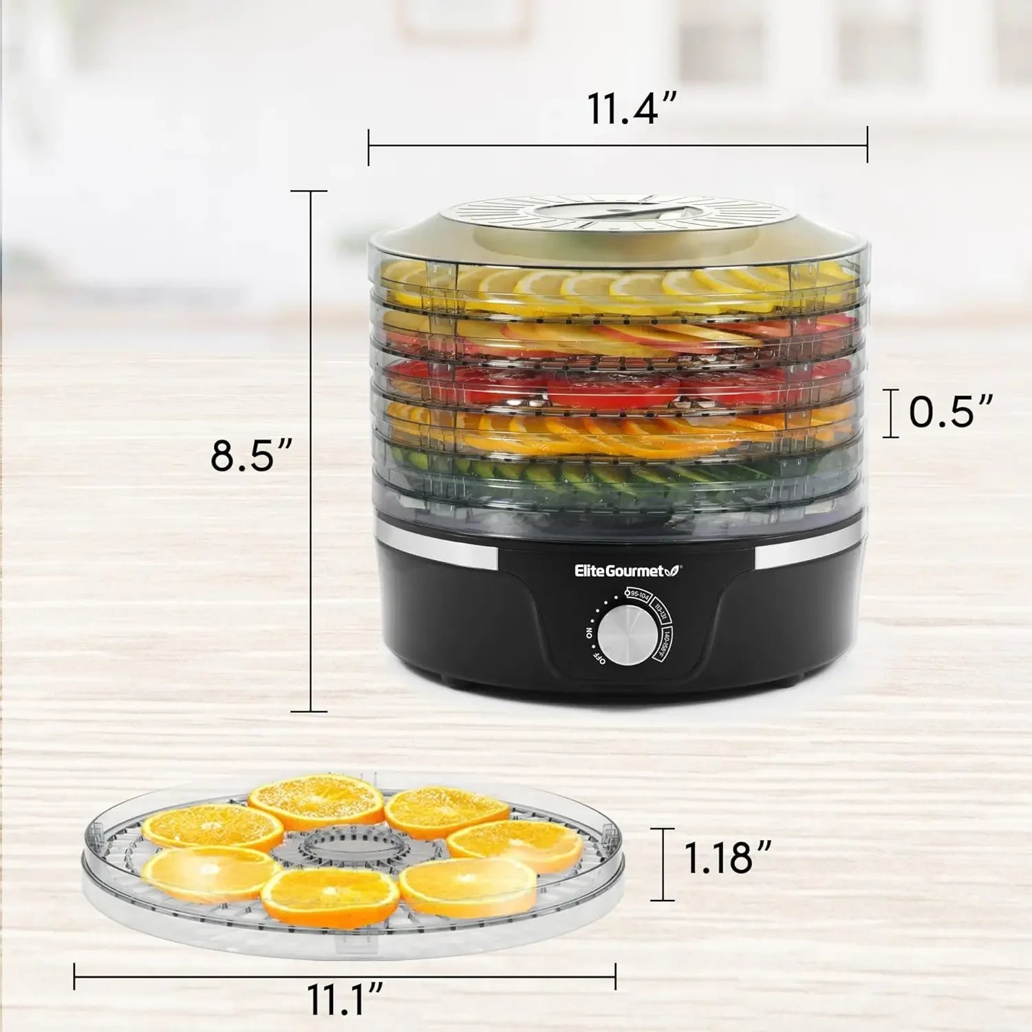 EFD319 Food Dehydrator, 5 BPA-Free 11.4" Trays Adjustable Temperature Controls, Jerky, Herbs, Fruit, Veggies, Dried Snacks