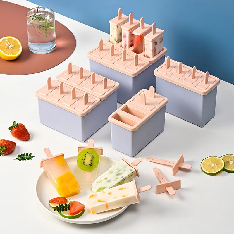 Popsicle/Sorbet Mold Food Grade Household Popsicle Making Frozen Ice Box Abrasive Tools with Lid Homemade Ice Cream Artifact