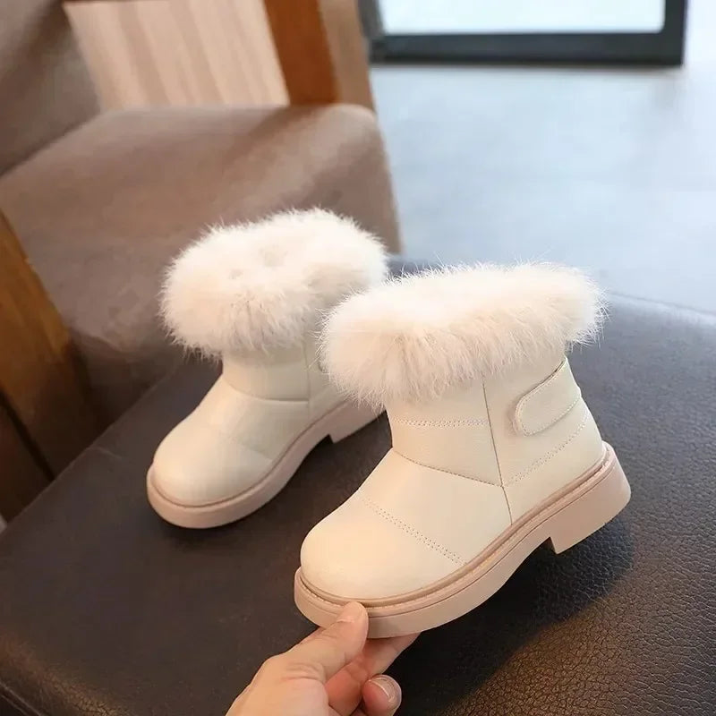 Children Warm Boots Boys Girls Winter Snow Boots with Fur Kids Snow Boots Children Soft Bottom Shoes