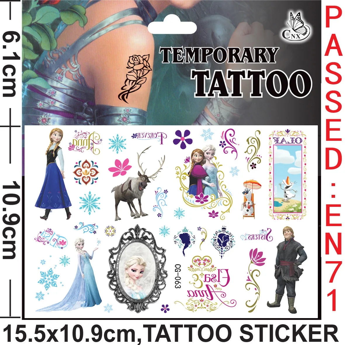 Disney Princess Frozen Tattoo Stickers Children's Birthday Party Decoration Anna Elsa Cartoon Sticker Classic Toys Kids Gifts