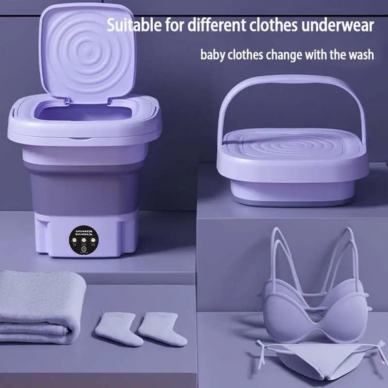 8L Household Small Folding Washing Machine Student Dormitory Underwear Sock Mini Washing Machine Portable Washing Bucket EU PLUG