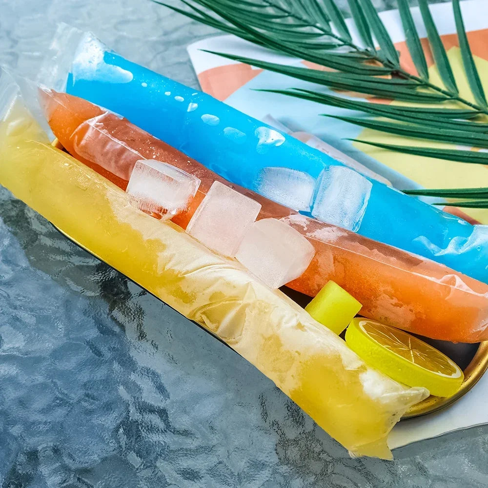 Summer Disposable Ice Popsicle Bags DIY Ice Cream Pops Large Freeze Sealed Bags Juice Yogurt Smoothie Mold Bag With Funnel Tools