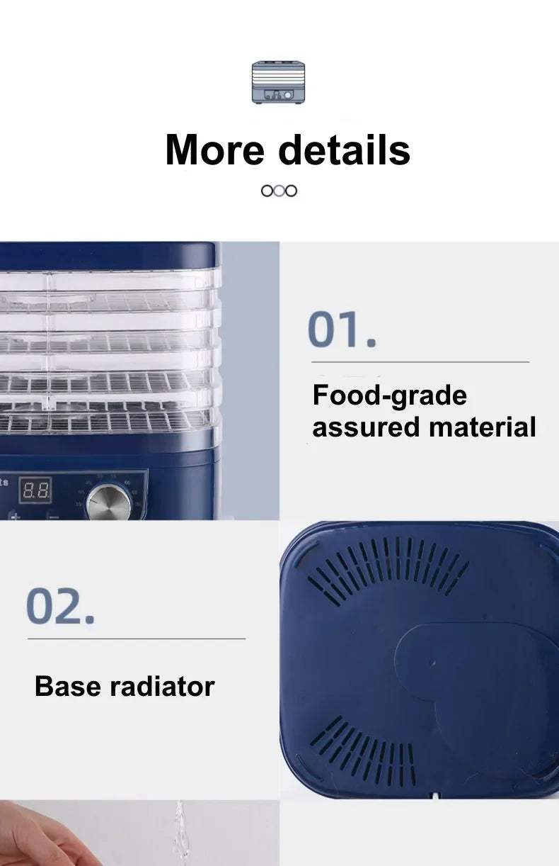 SUSWEETLIFE 5-layer Dried Fruits Food Dryers Fruits Vegetables Pets, Meat Food Drying Machines Small Household Dehydrators