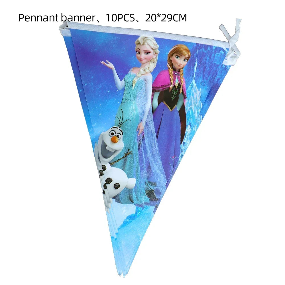 Disney Frozen Love Elsa Anna Birthday Party Gift Bag Triangle Flag Paper Hat Disposable Tableware Supplies