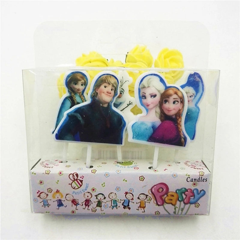 HOT Cartoon Hello Kitty Frozen Princess  Elsa Anna Candle Happy Birthday Topper Flags Baby Kids Birthday Party Cake Decoration