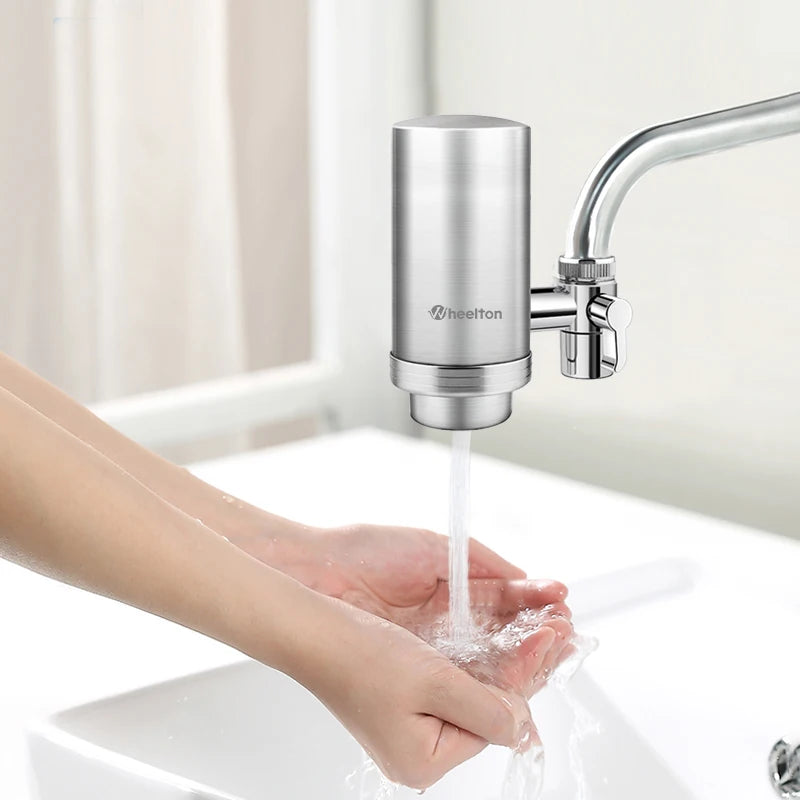 Wheelton Stainless Steel Kitchen Tap Filter Water Purifier Faucet Composite Activated Carbon Household Drinking Filtration Home