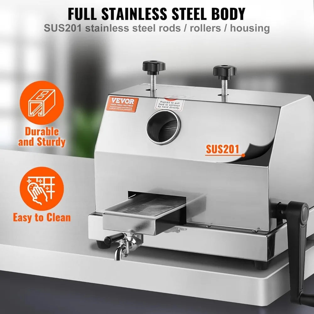 Commercial Sugar Cane Juicer, 110LBS/H High Output Sugarcane Juicer Machine , Manual Sugarcane Juice Extractor Squeezer