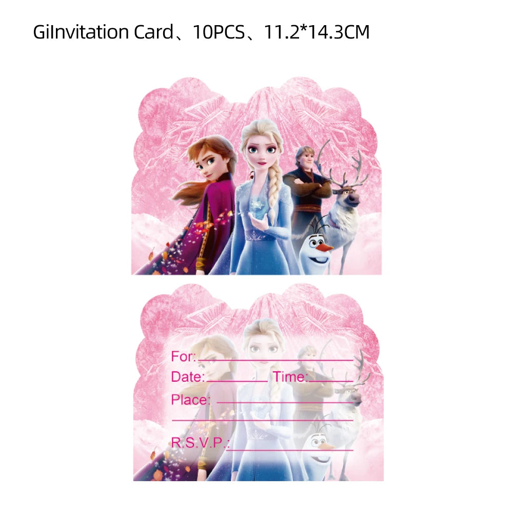 Disney Pink Frozen Girl Birthday Party Decoration Elsa Anna Balloon Tablecloth Plates Cups Baby Shower Snow Queen Party Supplies
