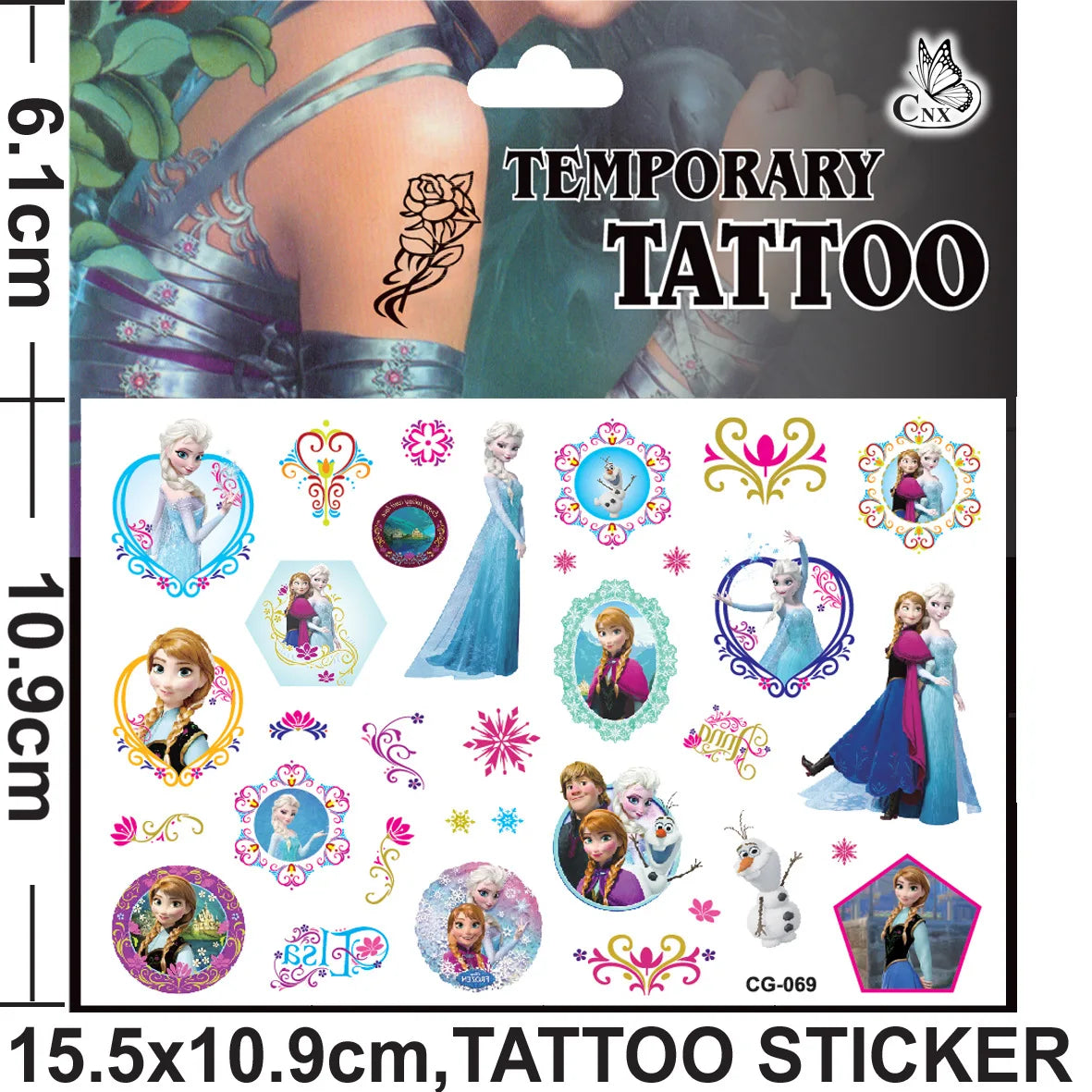 Disney Princess Frozen Tattoo Stickers Children's Birthday Party Decoration Anna Elsa Cartoon Sticker Classic Toys Kids Gifts