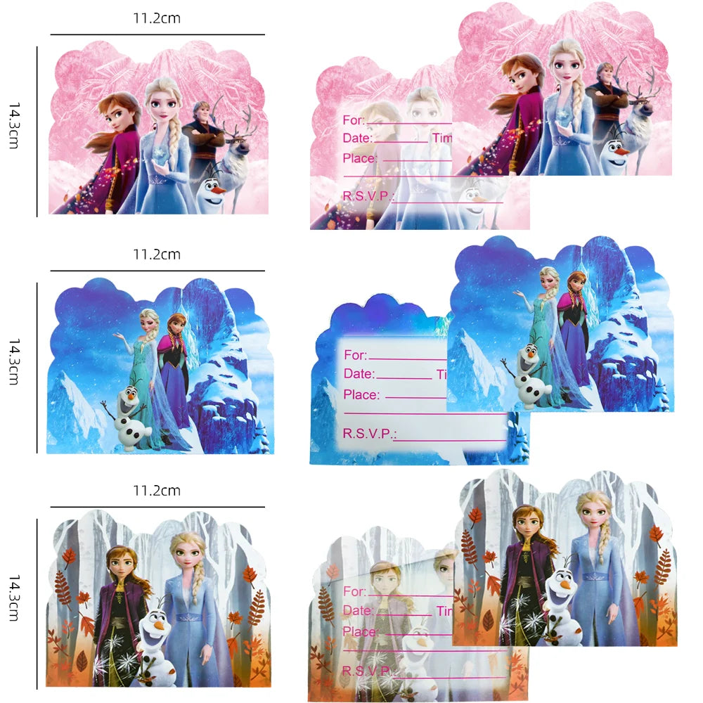 Party Supply Disney Frozen Greeting Card Single-Page Invitation Card For Kid Anna And Elsa Birthday Party Wedding Supply 10pcs