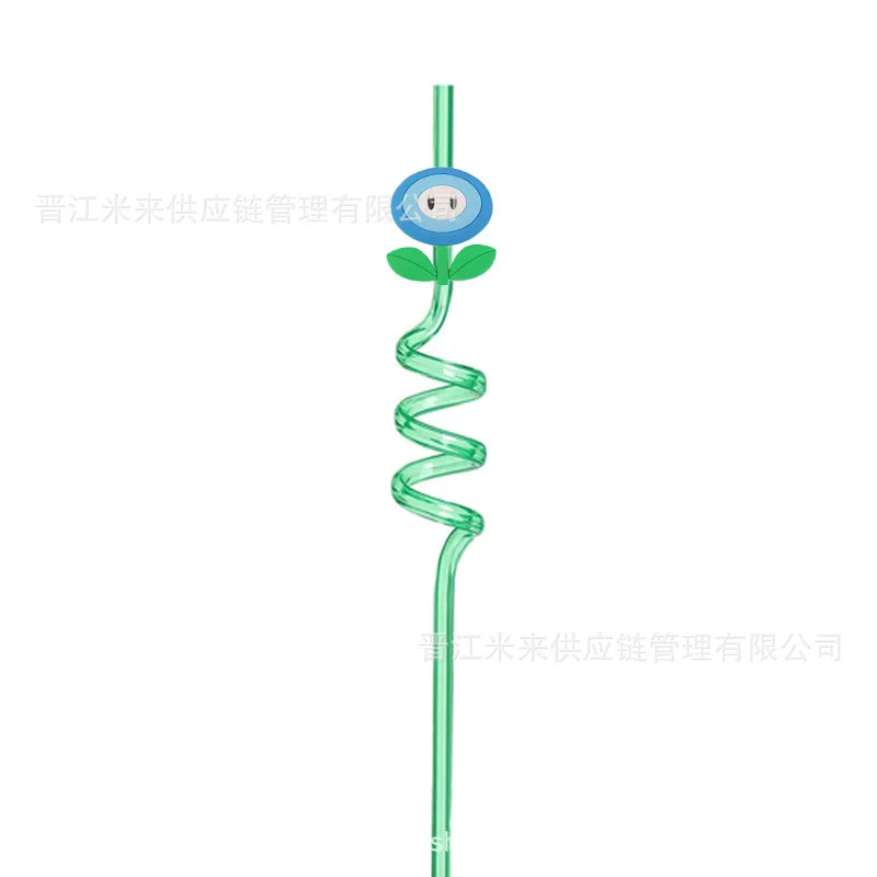 Super Mario Frozen Birthday Party Decorations Luigi Princess Peach Game-derived Peripherals Spiral Straw Disposables Tableware