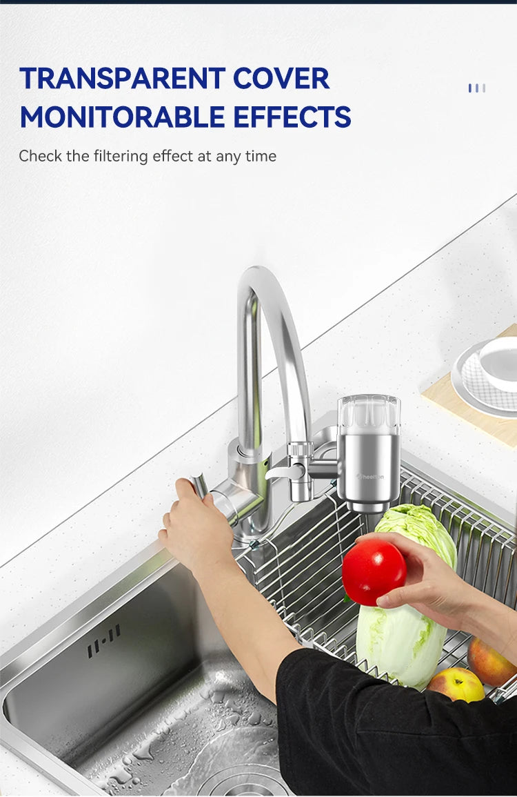 Wheelton Stainless Steel Kitchen Tap Filter Water Purifier Faucet Composite Activated Carbon Household Drinking Filtration Home