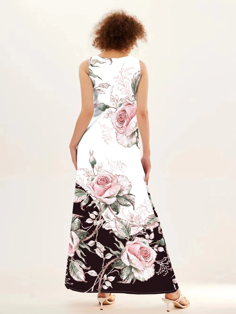 Big Size Sexy Chinese Style Print Sleeveless Dress Europe and The United States Fashion Beach New Loose