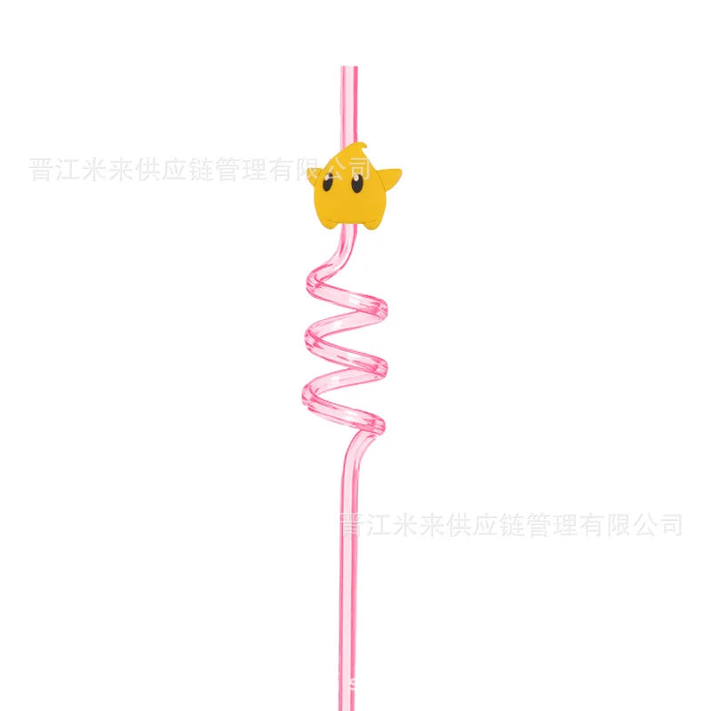 Super Mario Frozen Birthday Party Decorations Luigi Princess Peach Game-derived Peripherals Spiral Straw Disposables Tableware