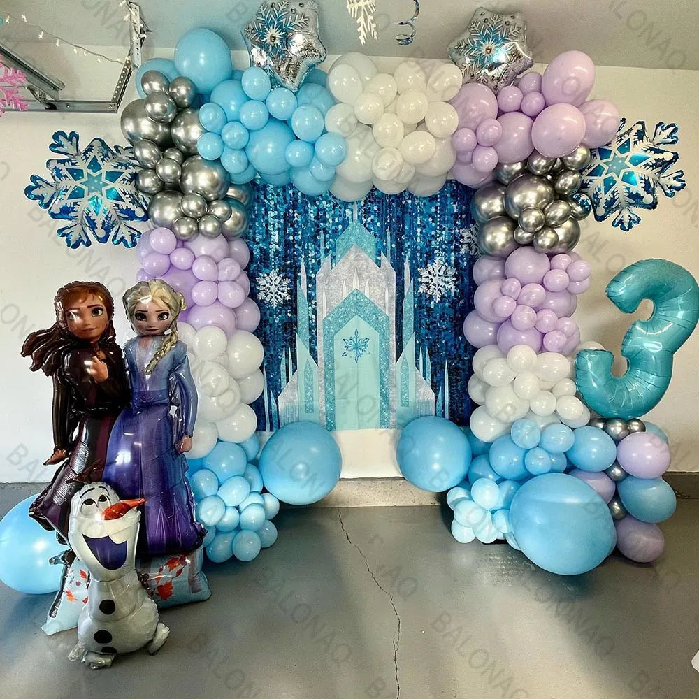 129pcs Elsa Olaf Disney Frozen Princess Foil Balloons Baby Shower Girl Snowman Birthday Party Decorations Kids Toys Air Globos