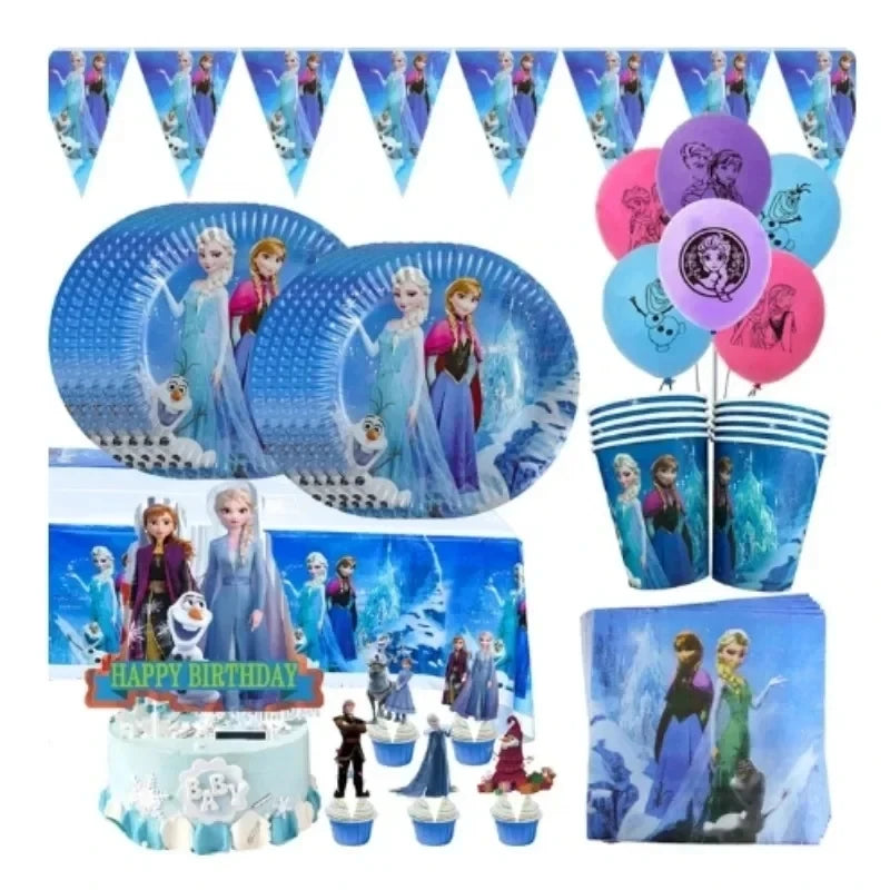 Disney Frozen Love Elsa Anna Birthday Party Gift Bag Triangle Flag Paper Hat Disposable Tableware Supplies