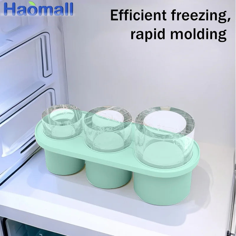 New Ice Cube Tray For Stanley Silicone Ice Cube Maker With Lid For Making 3 Hollow Cylinder Ice Cube Molds Kitchen Tools