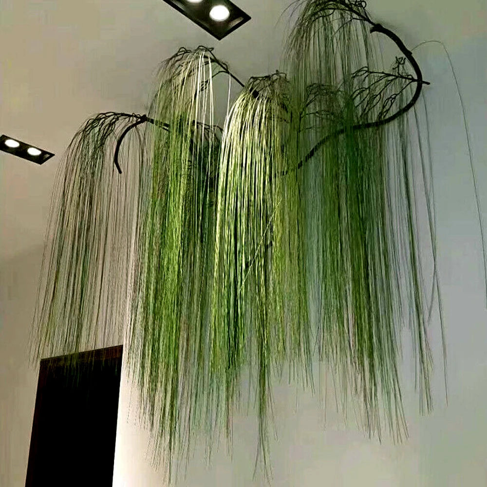 Artificial Plastic Grass Leaves Simulation Fake Plants Wall Hanging Home Decor Plastic Grass Artificial Plants Wall Decorations