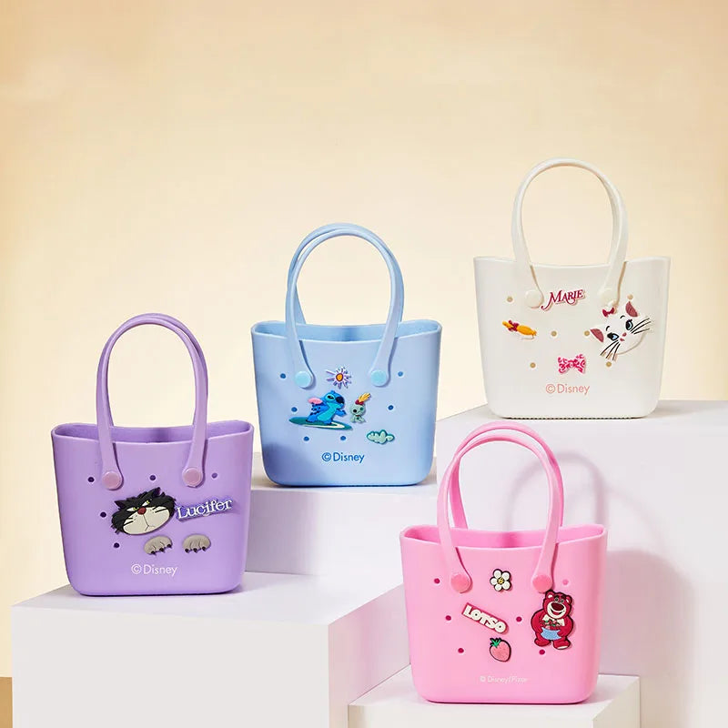 Cute Cartoon Disney Series Marie Cat Lucifer Lotso Stitch Small Dongdong Lunch Bag Light High Capacity Travel Rice Bag for Girl