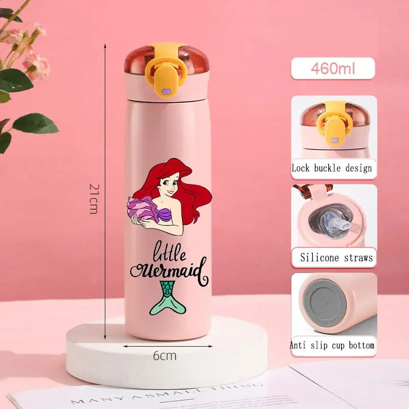 560ml Gradient Cup Little Mermaid Pink Series & 460ml Plastic Cup Bouncing Children's Cup Ariel Portable Bottle  Gifts