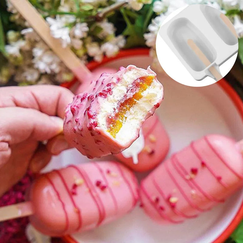 4/8 Hole Ice cream Silicone Mold Dessert Freezer Fruit Popsicle Maker Mold DIY Homemade Ice cream Mold With Stick