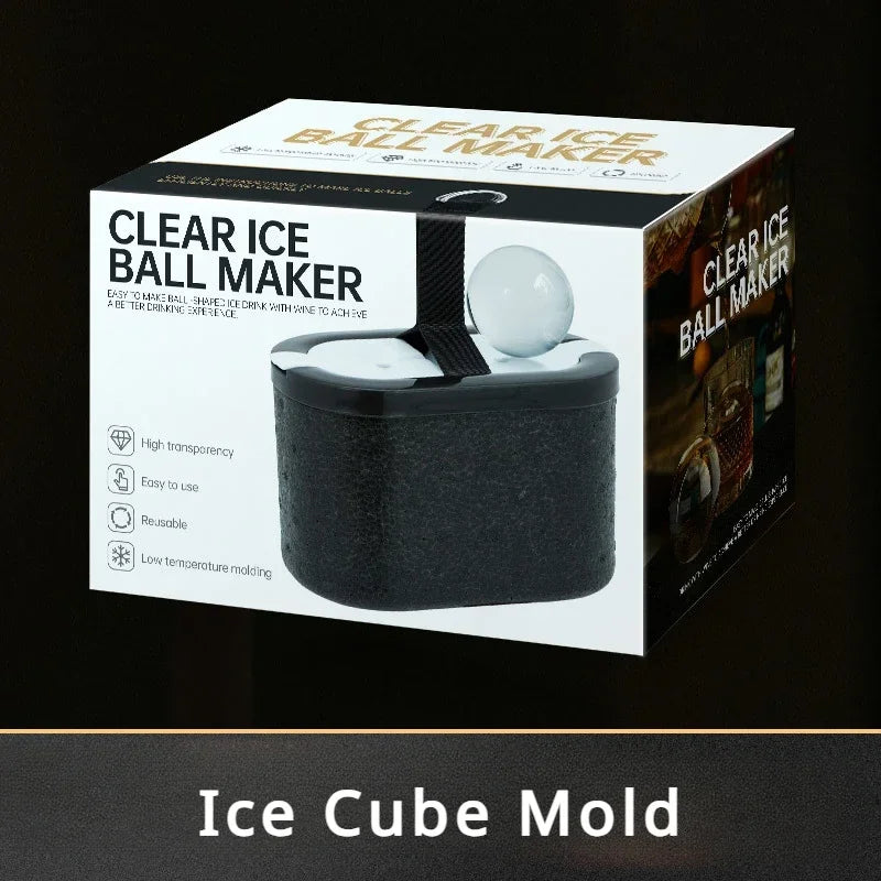 Silicone Ice Ball Mold Set Clear Whiskey Ice Cube Maker with Tools Bubble-Free For Cocktails Bourbon Juice Soda Drinks Man Gift