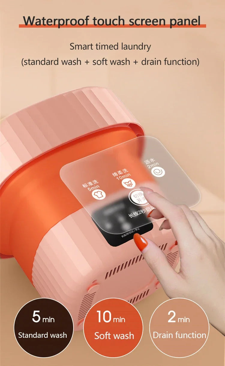 6L Folding Clothes Washing Machine Electric Barrel Laundry Washer Sock Baby Clothes Cleaner For Underwear With Dryer Bucket