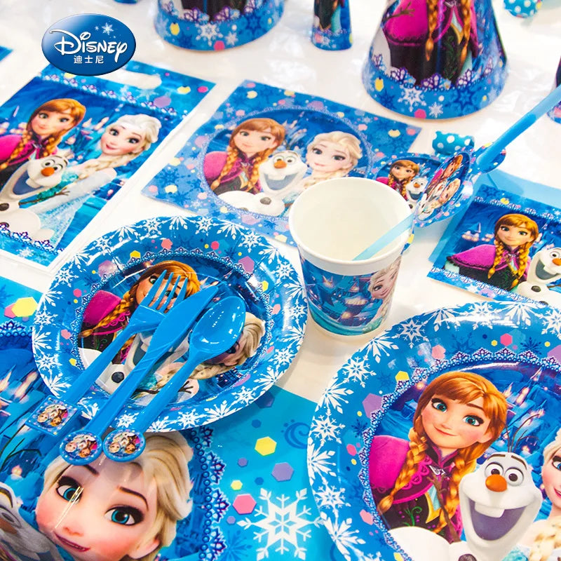 Disney Frozen Anna and Elsa Princess Theme Party Decor Disposable Plates Baby Shower Kid Favor Birthday Party Tableware Supplies