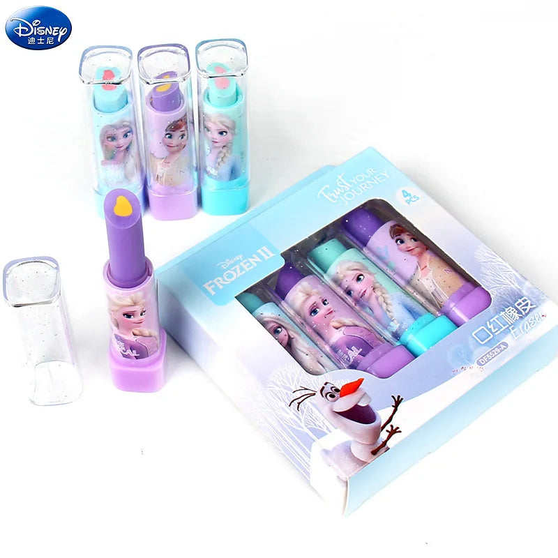 Disney Frozen Elsa Lipstick Eraser Set Cute Cartoon Children Eraser Party Gift Interesting Creativity Birthday Gift