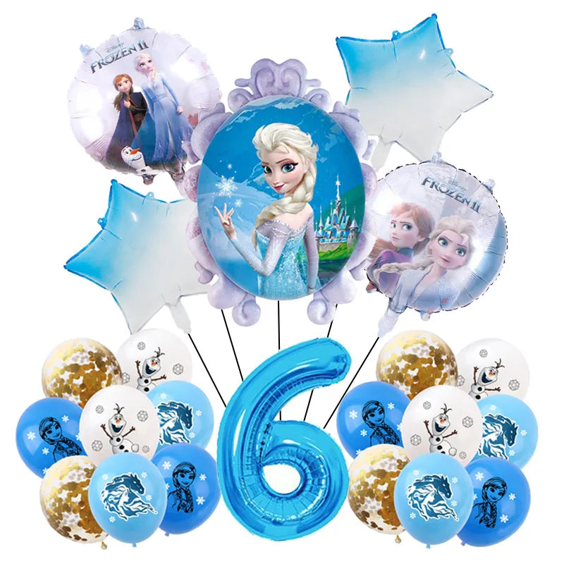 1Set Disney Frozen Elsa Anna Cartoon Number Foil Balloons Birthday Baby Shower Party Decoration Children's Gifts Globos Supplies