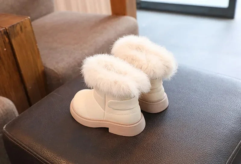 Children Warm Boots Boys Girls Winter Snow Boots with Fur Kids Snow Boots Children Soft Bottom Shoes