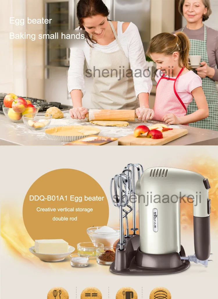 DDQ-B01A1 Electric Mixer Hand-held egg Whisk and Flour mixing Machine Mixer Cream Whipper Egg Beater 220v 200w1pc