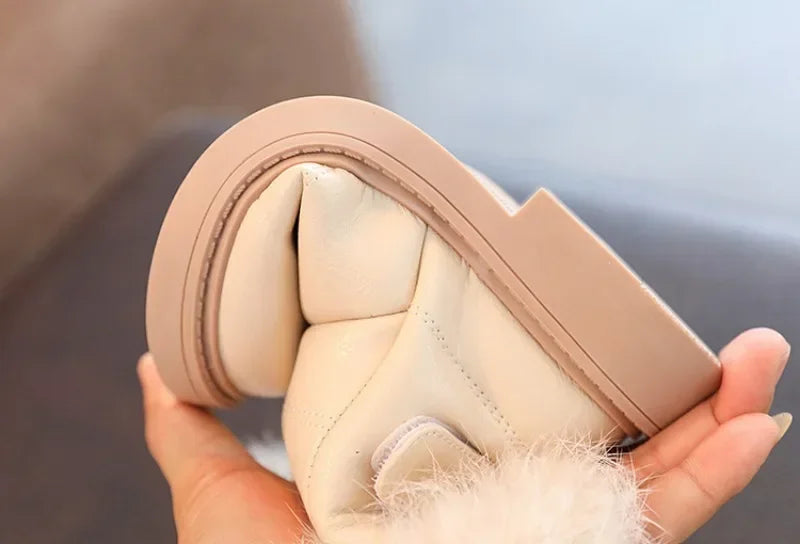 Children Warm Boots Boys Girls Winter Snow Boots with Fur Kids Snow Boots Children Soft Bottom Shoes