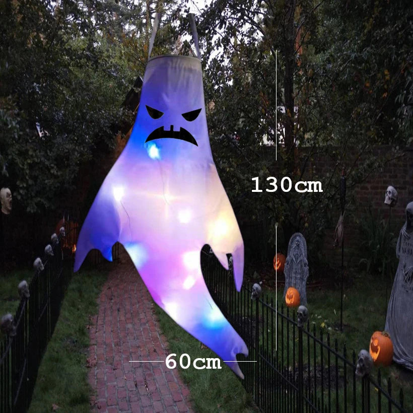 Halloween Outdoor Ghost pendant LED Lights Battery Power  Skeleton Ghost Horror Grimace Glowing Party Props Halloween Decoration