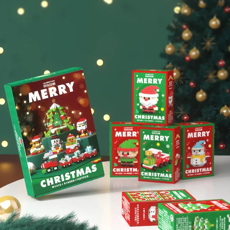 Christmas Gifts Micro Building Block Santa Claus Reindeer Christmas Eve Puzzle Assembling Bricks Table Children Xmas New Year