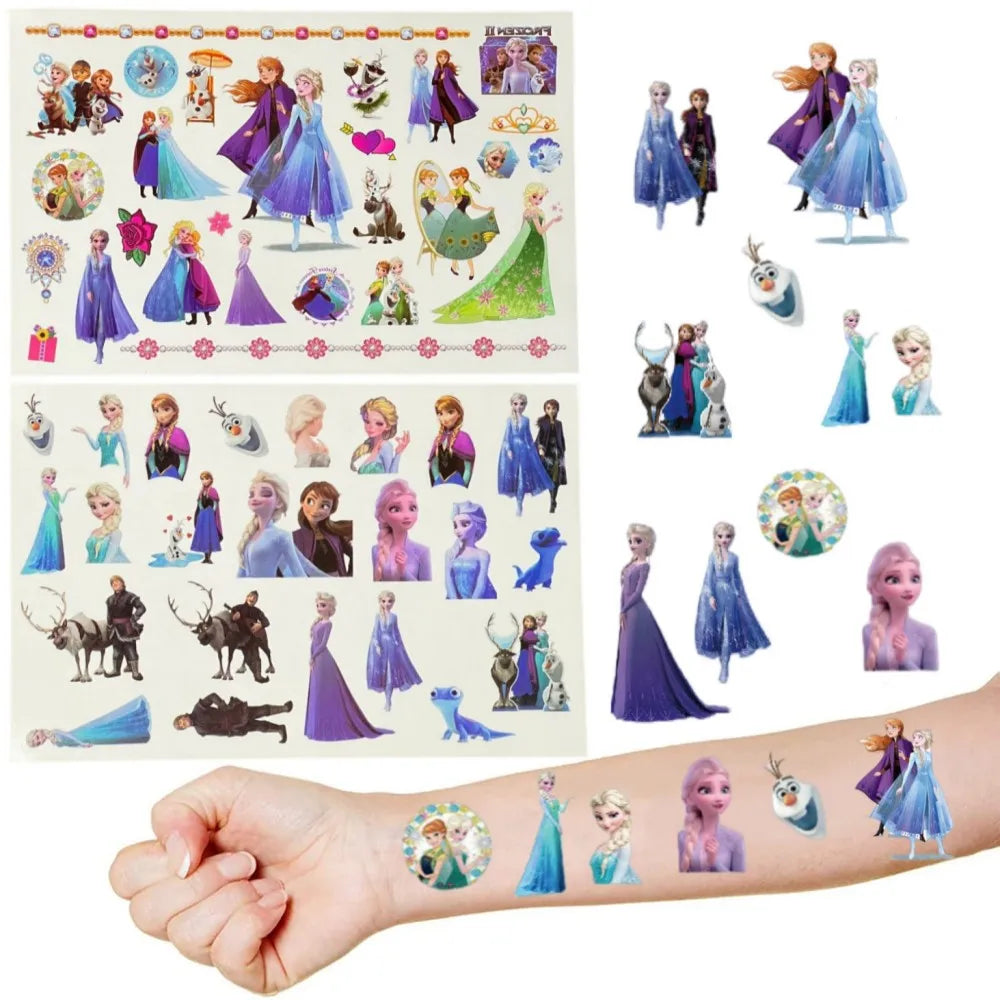 Disney Frozen Elsa Anna Tattoo Stickers Girls Birthday Party Decorations Snow Queen Cartoon Stickers Baby Shower Party Supplies