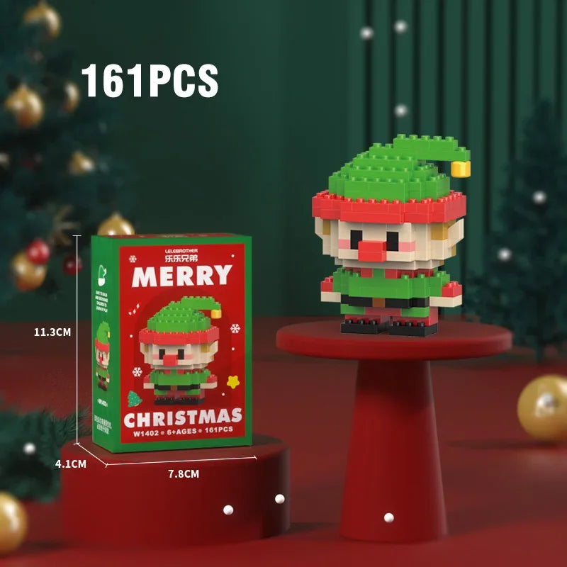 Christmas Gifts Micro Building Block Santa Claus Reindeer Christmas Eve Puzzle Assembling Bricks Table Children Xmas New Year